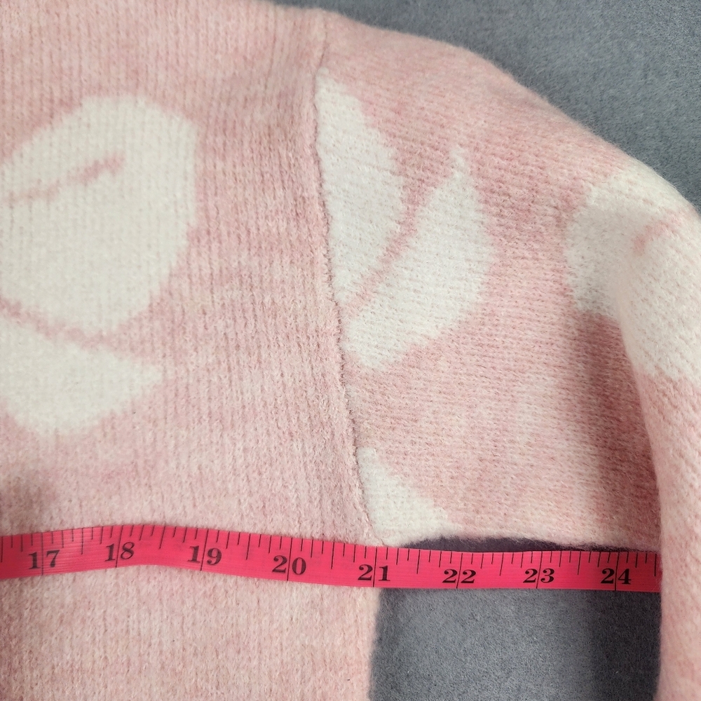 Pink BOW Knit Sweater Coquette Balletcore Soft Girl White Detail Cozy Feminine - Picture 8 of 11